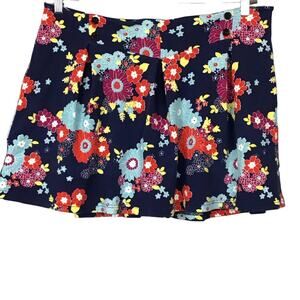 MODCLOTH Keeping Score Navy Blue Floral Stretch Mini Skirt Skort sz 1X  XL 14 16